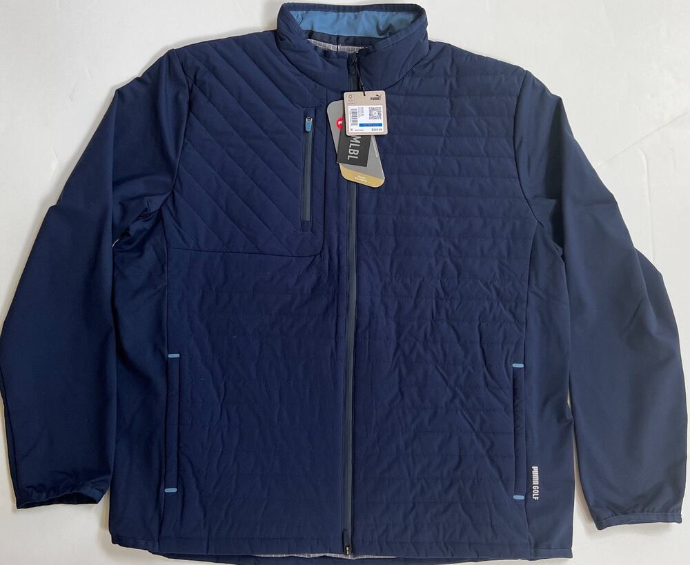 Puma Scotia Quilted Golf Jacket Navy Blue 621525 02 Men Size XL New.